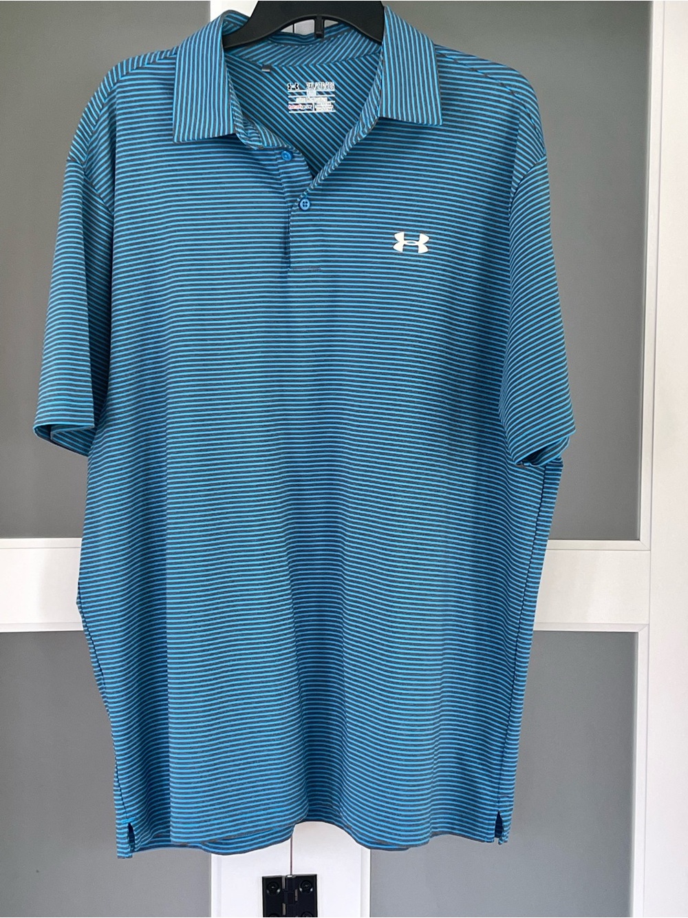 Under Armor Heatgear Polo Shirt Men’s 2XL Striped Loose Fit Golf Performance
